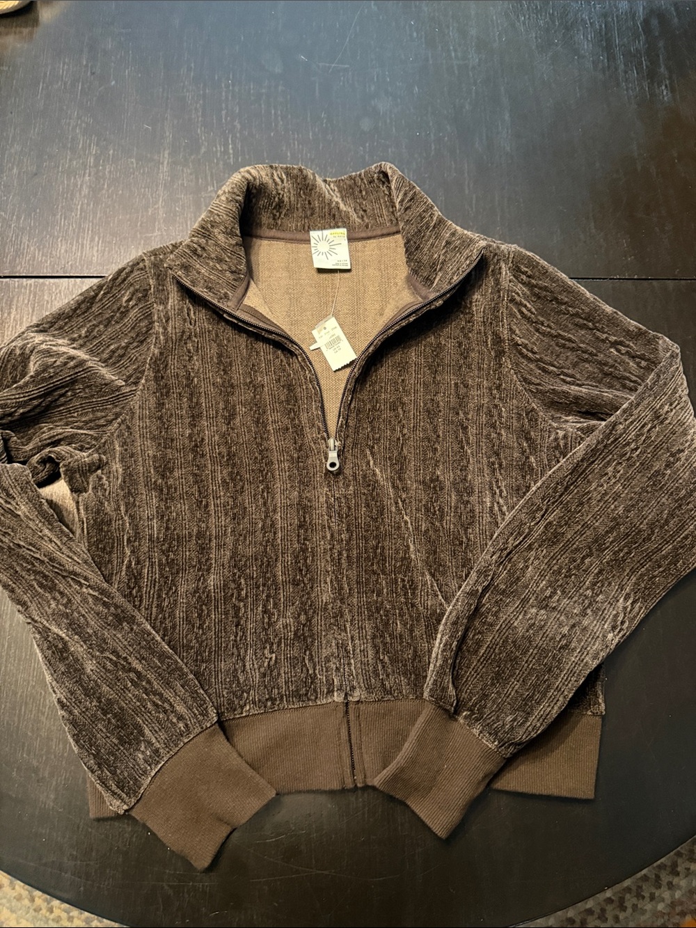 Women's Chenille Half-Zip Pullover Sweater in Brown